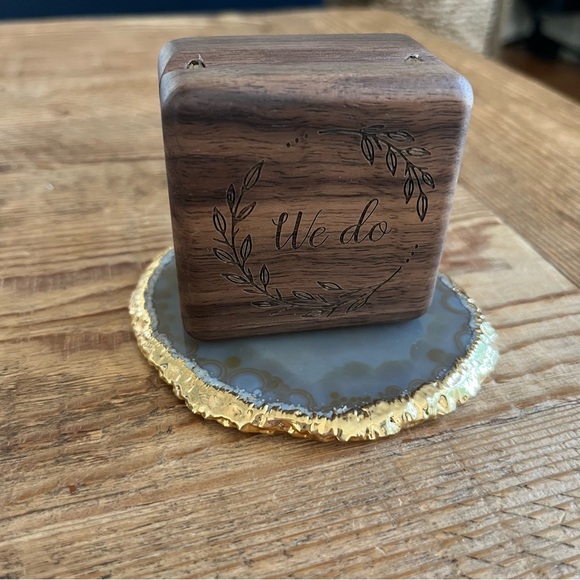 “We Do” Engraved Wooden Ring Box For 2 Rings - Great Wedding or Engagement Gift! - Picture 4 of 7